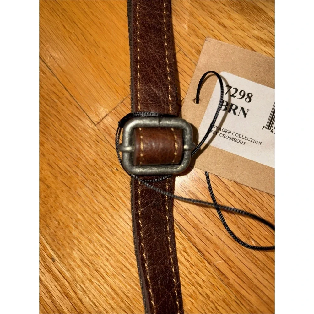 Jack Georges Voyager Brown Hand Stained‎ Buffalo Leather Crossbody Shoulder Bag